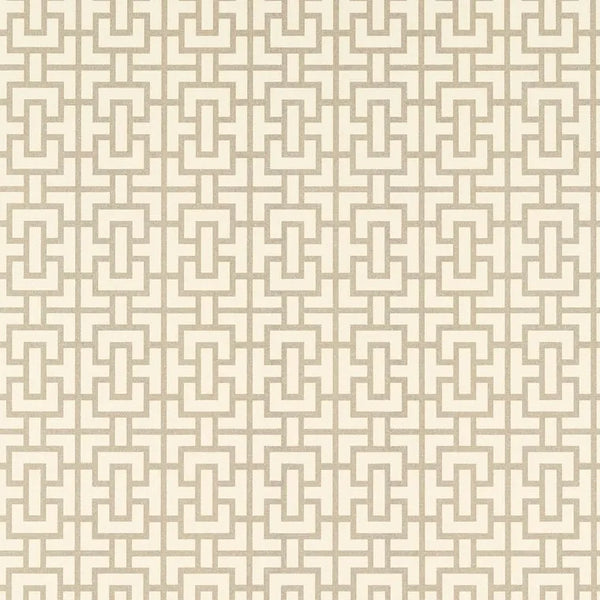 Closeup of a wallpaper showing its Art-Deco, Chainlink, Contemporary, Neutrals, Two-tone pattern, color, and subtle texture.