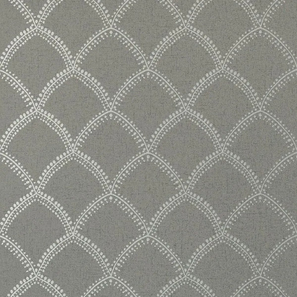 Closeup of a wallpaper showing its Art-Deco, Contemporary, Two-tone pattern, color, and subtle texture.