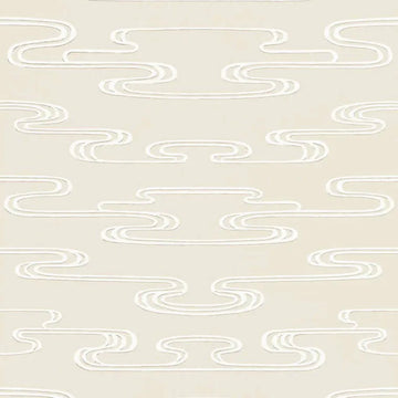 Closeup of a wallpaper showing its Art-Deco, Geometric, Neutrals, Two-tone pattern, color, and subtle texture.