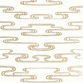 Closeup of a wallpaper showing its Art-Deco, Two-tone pattern, color, and subtle texture.