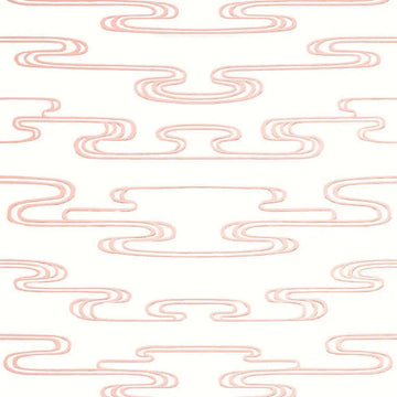 Closeup of a wallpaper showing its Art-Deco, Two-tone pattern, color, and subtle texture.