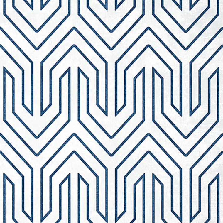 Closeup of a wallpaper showing its Art-Deco, Chevron, Two-tone pattern, color, and subtle texture.