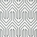 Closeup of a wallpaper showing its Art-Deco, Chevron, Two-tone pattern, color, and subtle texture.