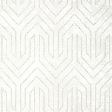 Closeup of a wallpaper showing its Art-Deco, Chevron, Neutrals, Two-tone pattern, color, and subtle texture.