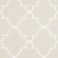 Closeup of a wallpaper showing its Art-Deco, Damask, Neutrals, Two-tone pattern, color, and subtle texture.