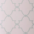 Closeup of a wallpaper showing its Art-Deco, Damask, Two-tone pattern, color, and subtle texture.