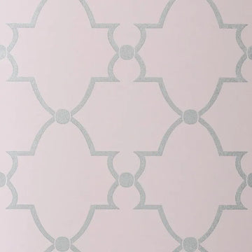 Closeup of a wallpaper showing its Art-Deco, Damask, Two-tone pattern, color, and subtle texture.