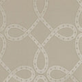 Closeup of a wallpaper showing its Art-Deco, Damask, Neutrals, Two-tone pattern, color, and subtle texture.