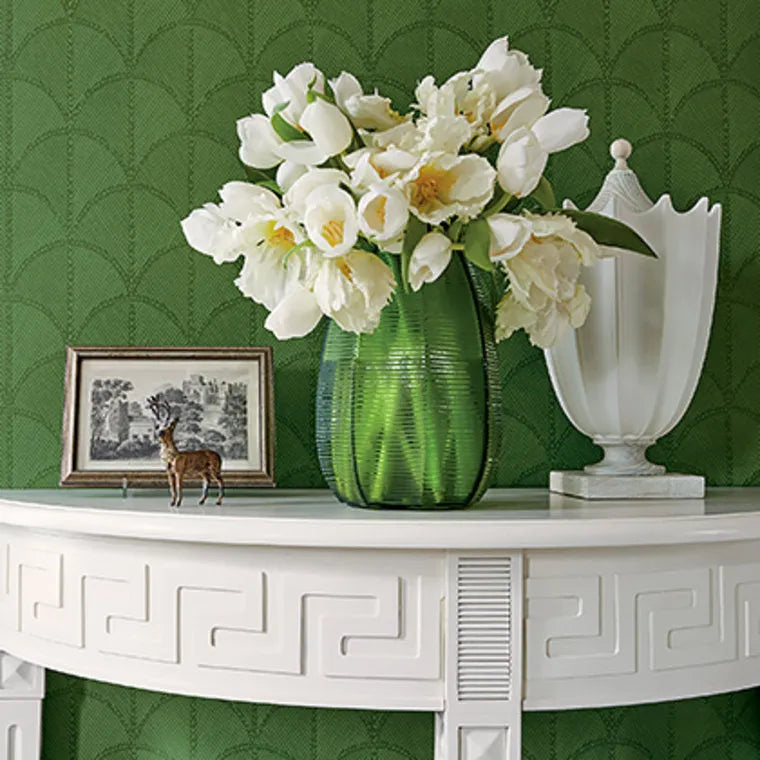 Closeup of a wallpaper showing its Art-Deco, Geometric, Neutrals, Unicolour pattern, color, and subtle texture.