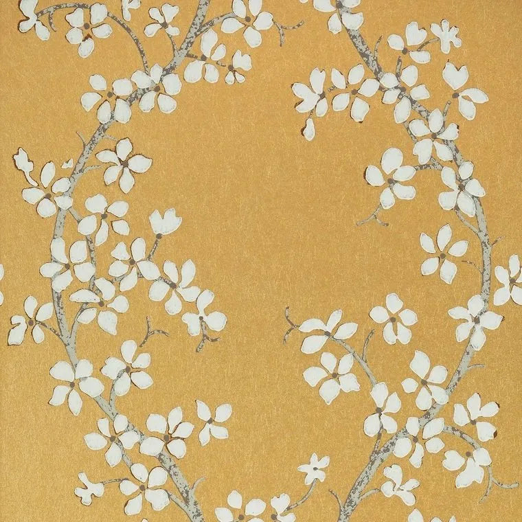 Closeup of a wallpaper showing its Damask, Floral, Two-tone pattern, color, and texture.