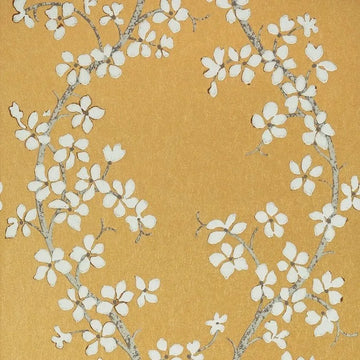 Closeup of a wallpaper showing its Damask, Floral, Two-tone pattern, color, and texture.