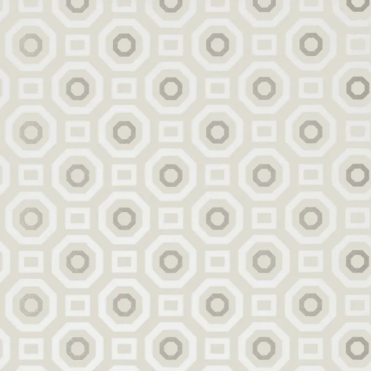 Closeup of a wallpaper showing its Art-Deco, Best-Seller, Circles, Geometric, Monochrome, Two-tone pattern, color, and subtle texture.