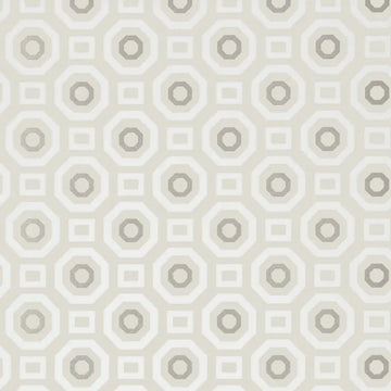 Closeup of a wallpaper showing its Art-Deco, Best-Seller, Circles, Geometric, Monochrome, Two-tone pattern, color, and subtle texture.