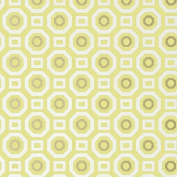 Closeup of a wallpaper showing its Art-Deco, Circles, Geometric, Two-tone pattern, color, and subtle texture.