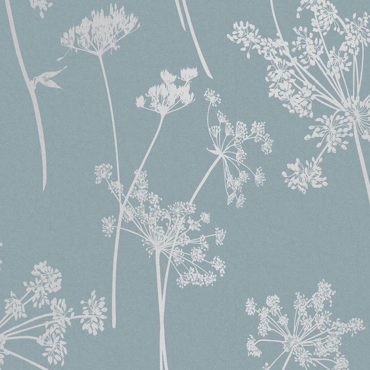 Closeup of a wallpaper showing its Blue, Floral, Nature, Two-tone pattern, color, and subtle texture.