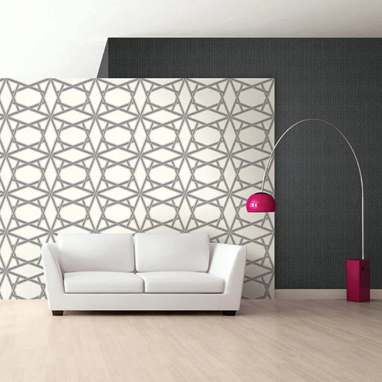 Closeup of a wallpaper showing its Brown, Contemporary, Geometric pattern, color, and subtle texture.