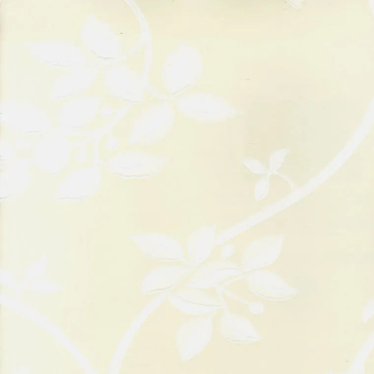 Closeup of a wallpaper showing its Contemporary, Cream, Floral, Two-tone pattern, color, and subtle texture.