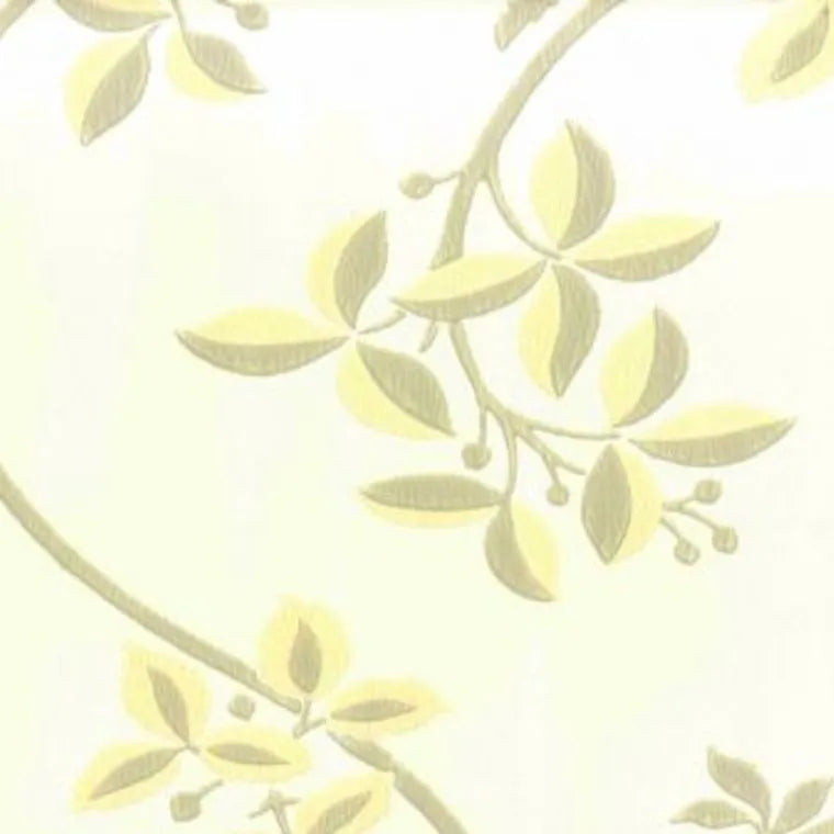 Closeup of a wallpaper showing its Contemporary, Floral, Sun-Kissed, Two-tone, Yellow pattern, color, and subtle texture.