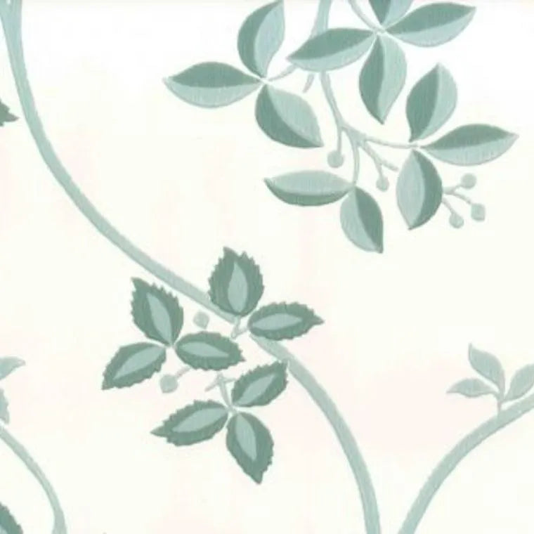 Closeup of a wallpaper showing its Contemporary, Floral, Green, Two-tone pattern, color, and subtle texture.