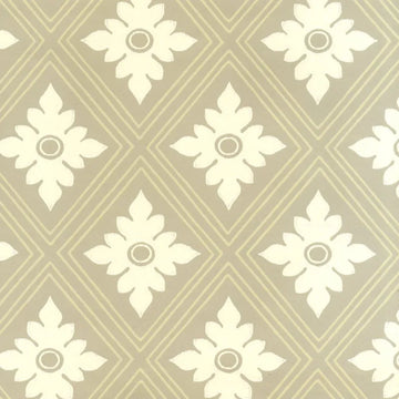 Closeup of a wallpaper showing its Contemporary, Floral, Geometric, Neutrals, Two-tone pattern, color, and subtle texture.