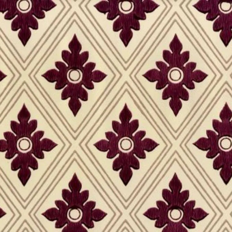 Closeup of a wallpaper showing its Contemporary, Floral, Geometric, Neutrals, Red, Two-tone pattern, color, and subtle texture.