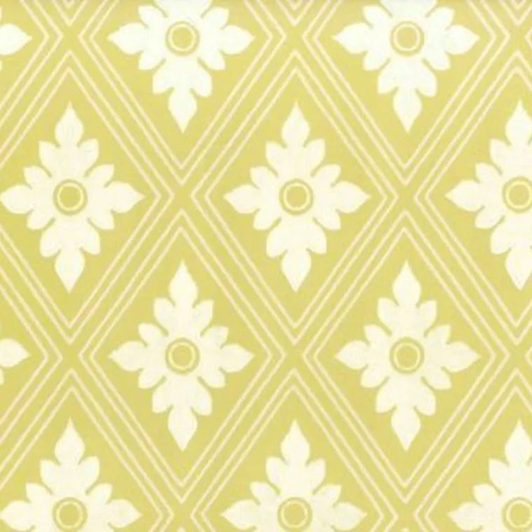 Closeup of a wallpaper showing its Contemporary, Floral, Geometric, Neutrals, Two-tone, Yellow pattern, color, and subtle texture.