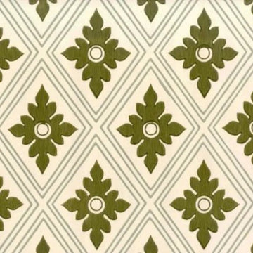 Closeup of a wallpaper showing its Floral, Geometric, Green, Neutrals, Two-tone pattern, color, and subtle texture.