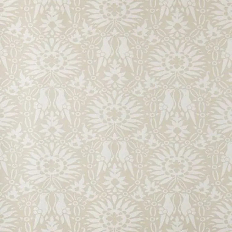 Closeup of a wallpaper showing its Floral, Neutrals, Two-tone pattern, color, and subtle texture.