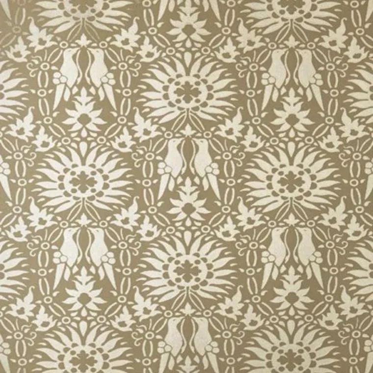 Closeup of a wallpaper showing its Floral, Neutrals, Two-tone pattern, color, and subtle texture.