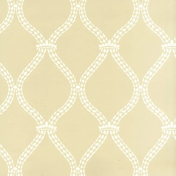 Closeup of a wallpaper showing its Contemporary, Neutrals, Trellis, Two-tone pattern, color, and subtle texture.