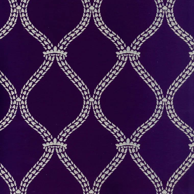 Closeup of a wallpaper showing its Contemporary, Purple, Trellis, Two-tone pattern, color, and subtle texture.