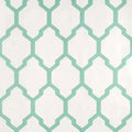 Closeup of a wallpaper showing its Blue, Contemporary, Geometric, Trellis, Two-tone pattern, color, and subtle texture.