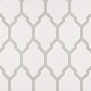 Closeup of a wallpaper showing its Contemporary, Geometric, Neutrals, Trellis, Two-tone pattern, color, and subtle texture.