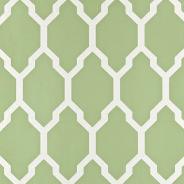 Closeup of a wallpaper showing its Contemporary, Geometric, Green, Trellis, Two-tone pattern, color, and subtle texture.