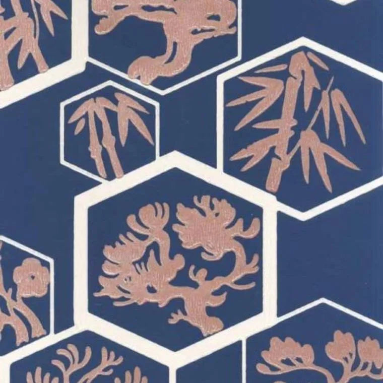 Closeup of a wallpaper showing its Blue, Contemporary, Geometric pattern, color, and subtle texture.