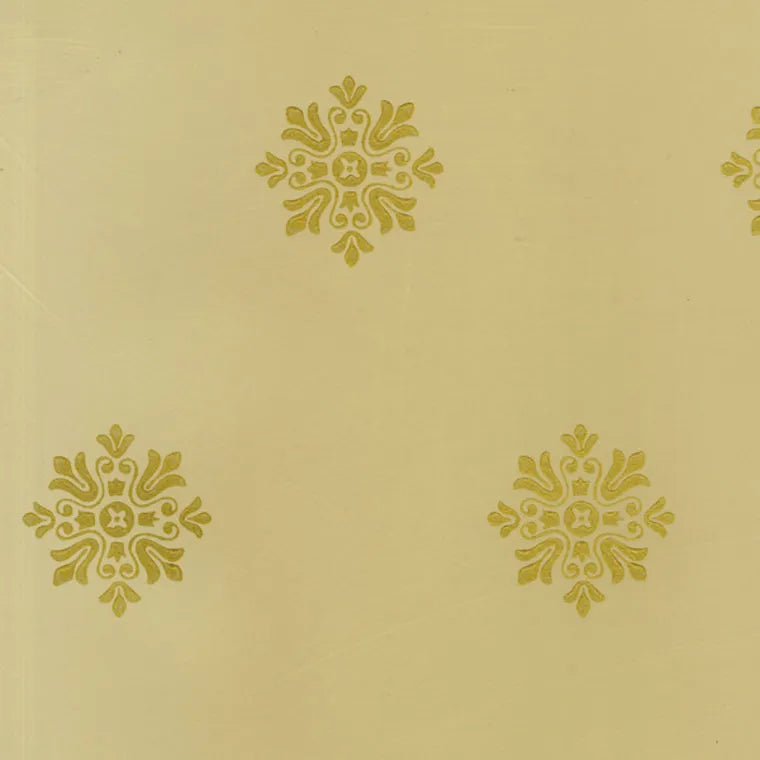 Closeup of a wallpaper showing its Contemporary, Floral, Gold pattern, color, and subtle texture.