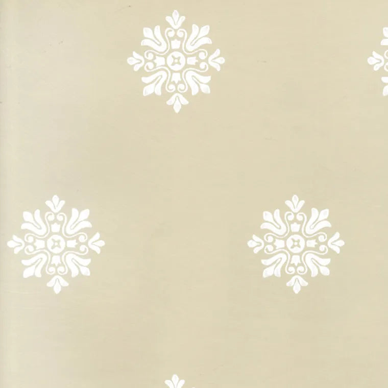 Closeup of a wallpaper showing its Contemporary, Cream, Floral, Gold, Neutrals, Two-tone pattern, color, and subtle texture.