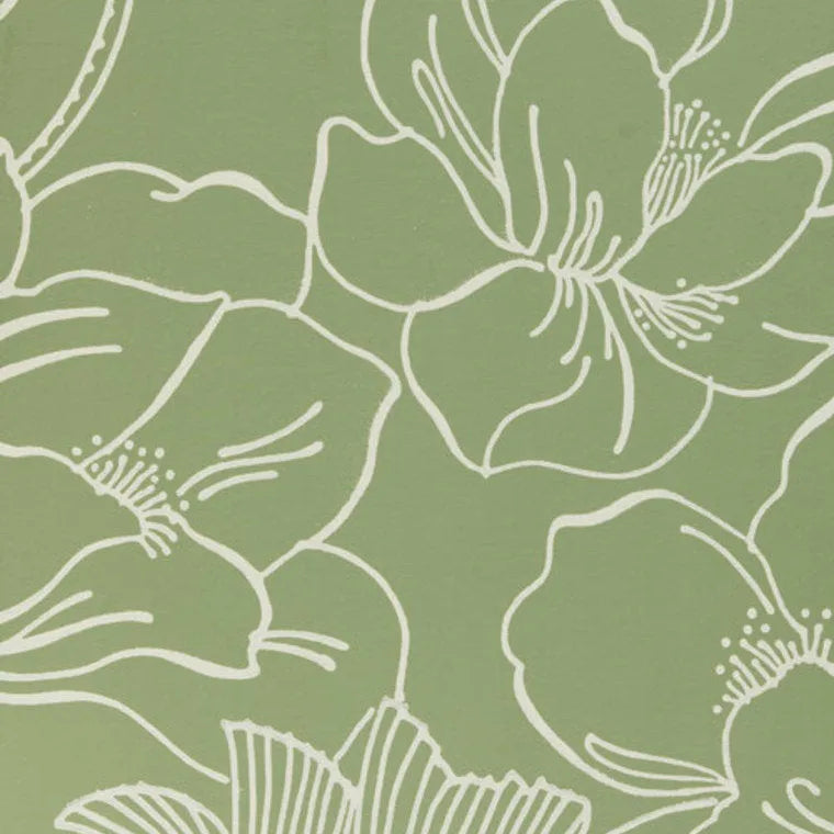 Closeup of a wallpaper showing its Contemporary, Floral, Green, Nature pattern, color, and subtle texture.