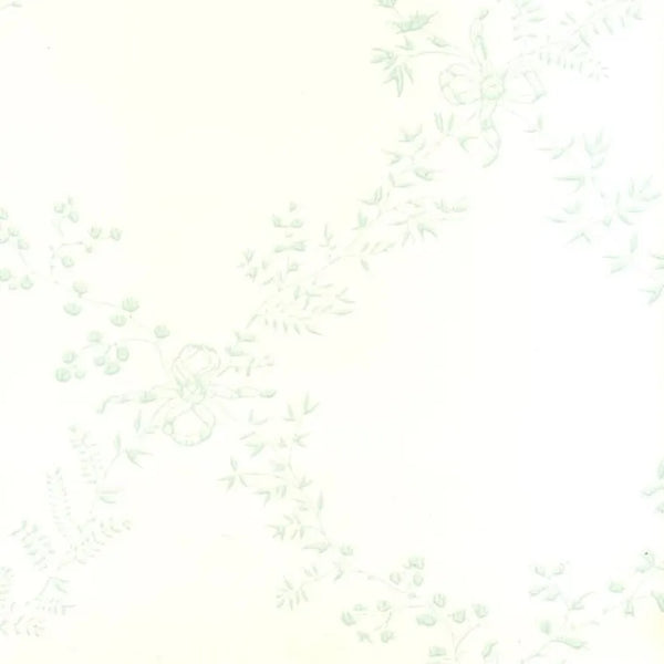Closeup of a wallpaper showing its Floral, Green, Neutrals, Trellis, Two-tone pattern, color, and subtle texture.