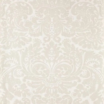 Closeup of a wallpaper showing its Damask, Neutrals pattern, color, and subtle texture.