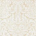 Closeup of a wallpaper showing its Damask, Neutrals, Two-tone pattern, color, and subtle texture.