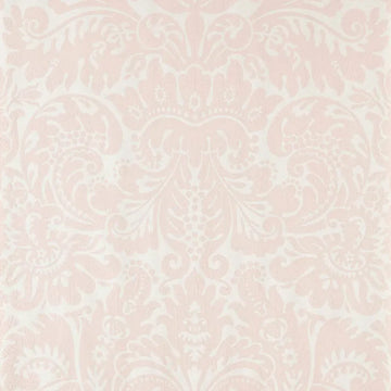 Closeup of a wallpaper showing its Damask, Pink, Two-tone pattern, color, and subtle texture.