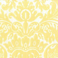 Closeup of a wallpaper showing its Damask, Two-tone, Yellow pattern, color, and subtle texture.