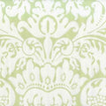 Closeup of a wallpaper showing its Damask, Green, Two-tone pattern, color, and subtle texture.