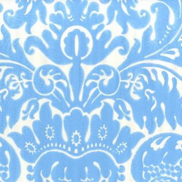 Closeup of a wallpaper showing its Blue, Damask, Two-tone pattern, color, and subtle texture.