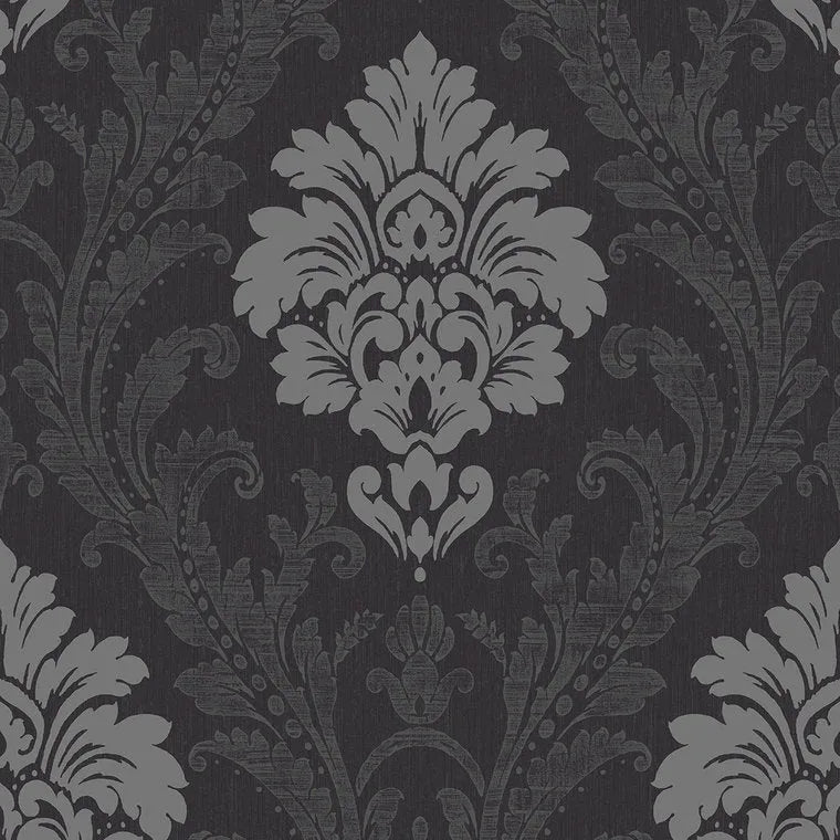 Closeup of a wallpaper showing its Damask, Monochrome, Textures pattern, color, and subtle texture.