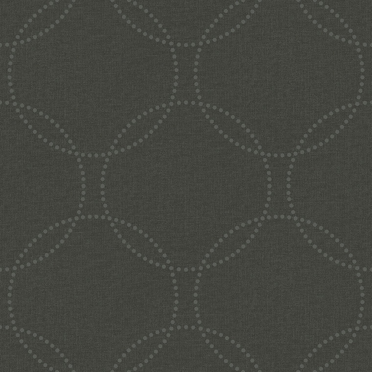 Closeup of a wallpaper showing its Black, Circles, Contemporary, Geometric, Monochrome pattern, color, and subtle texture.