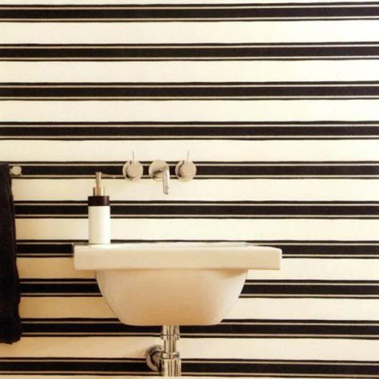 Closeup of a wallpaper showing its Contemporary, Stripes, Two-tone pattern, color, and subtle texture.