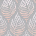 Closeup of a wallpaper showing its Contemporary, Floral, Nature, Pink, Taupe pattern, color, and subtle texture.