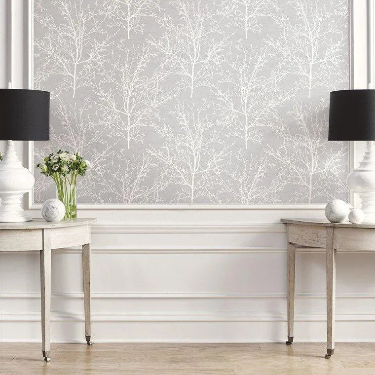 Closeup of a wallpaper showing its Monochrome, Nature, Neutrals, Two-tone pattern, color, and subtle texture.